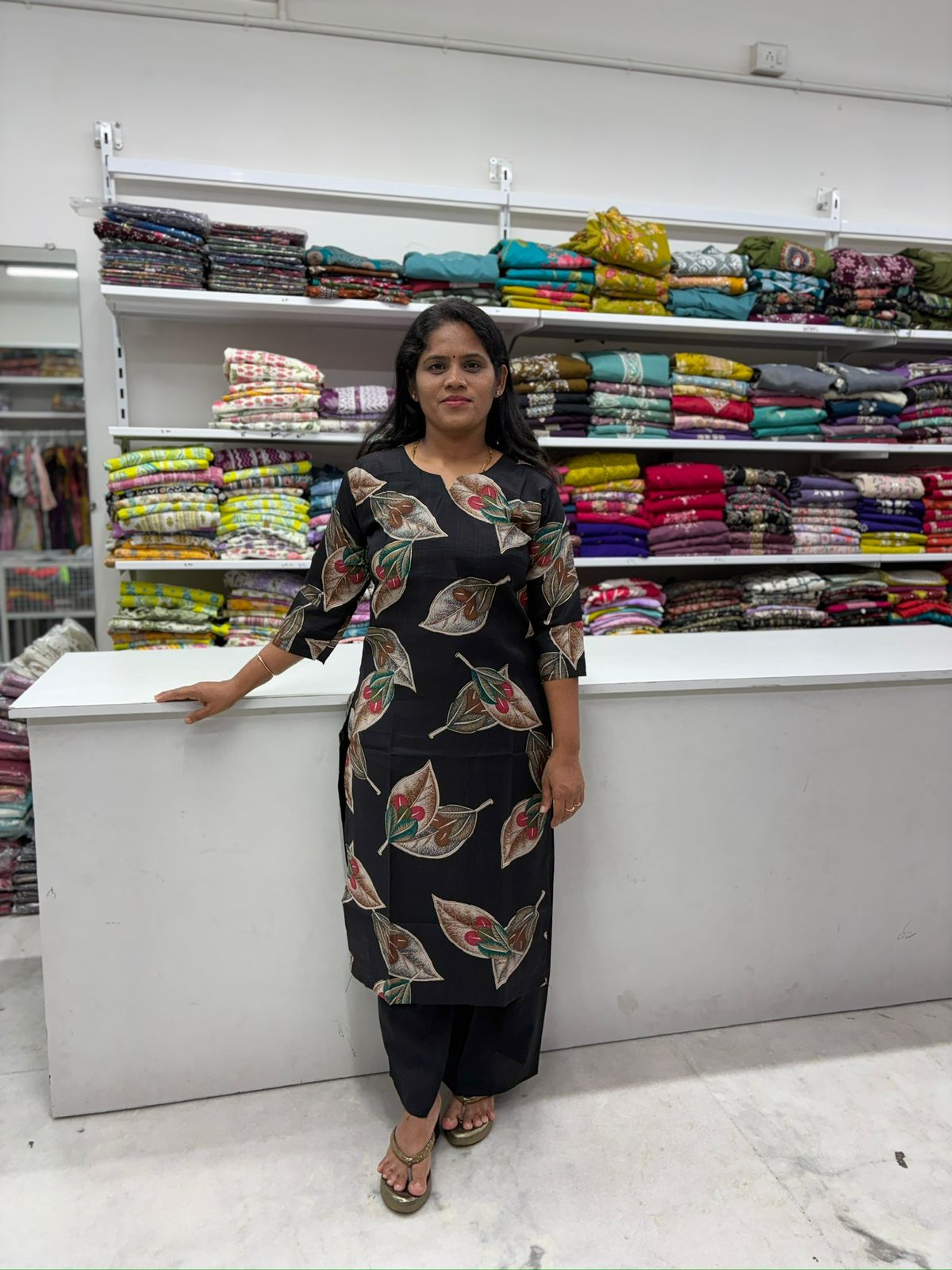 Midnight Leaf Designer Kurti Set